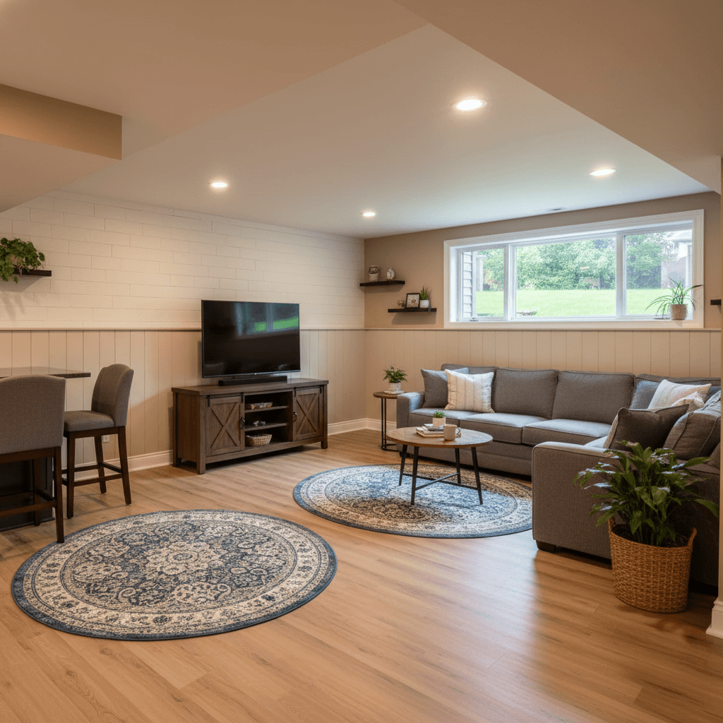 Basement flooring project with laminate installation