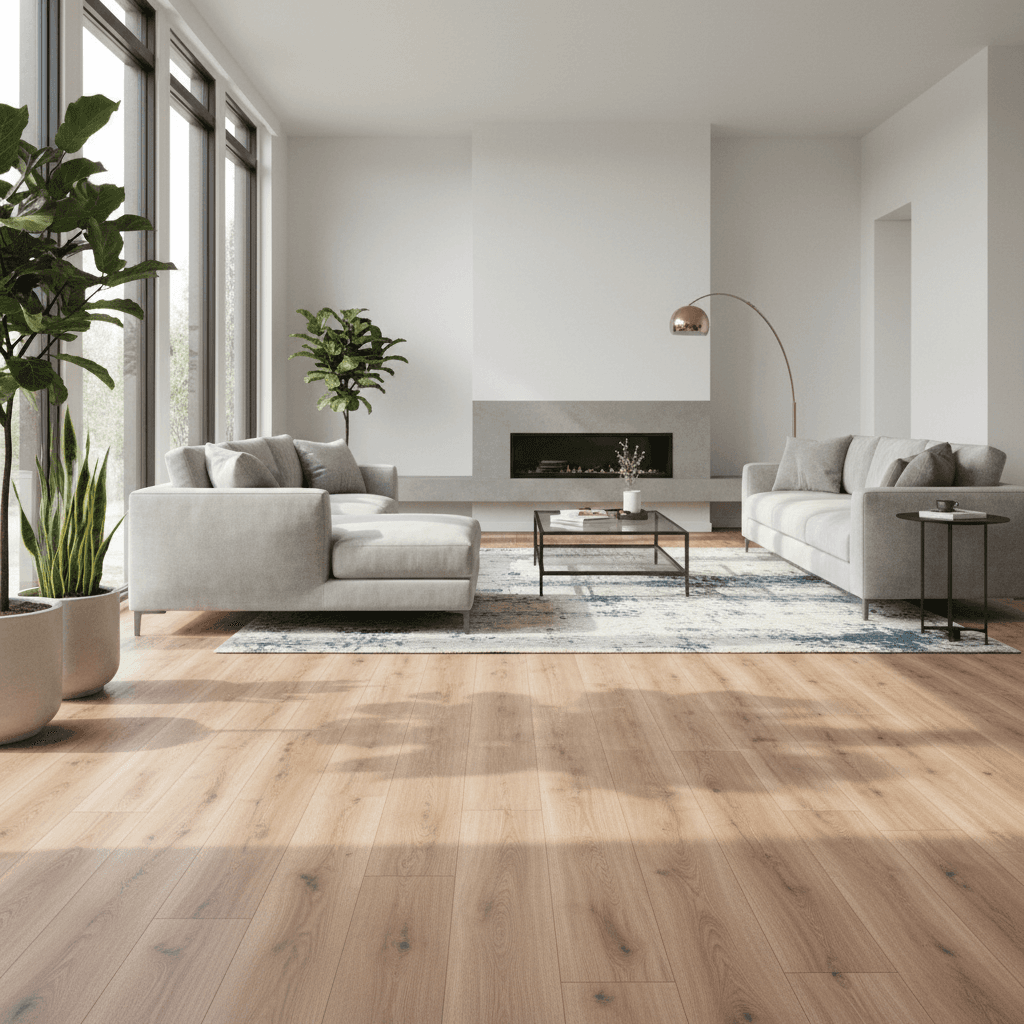Living room featuring luxury vinyl plank installation