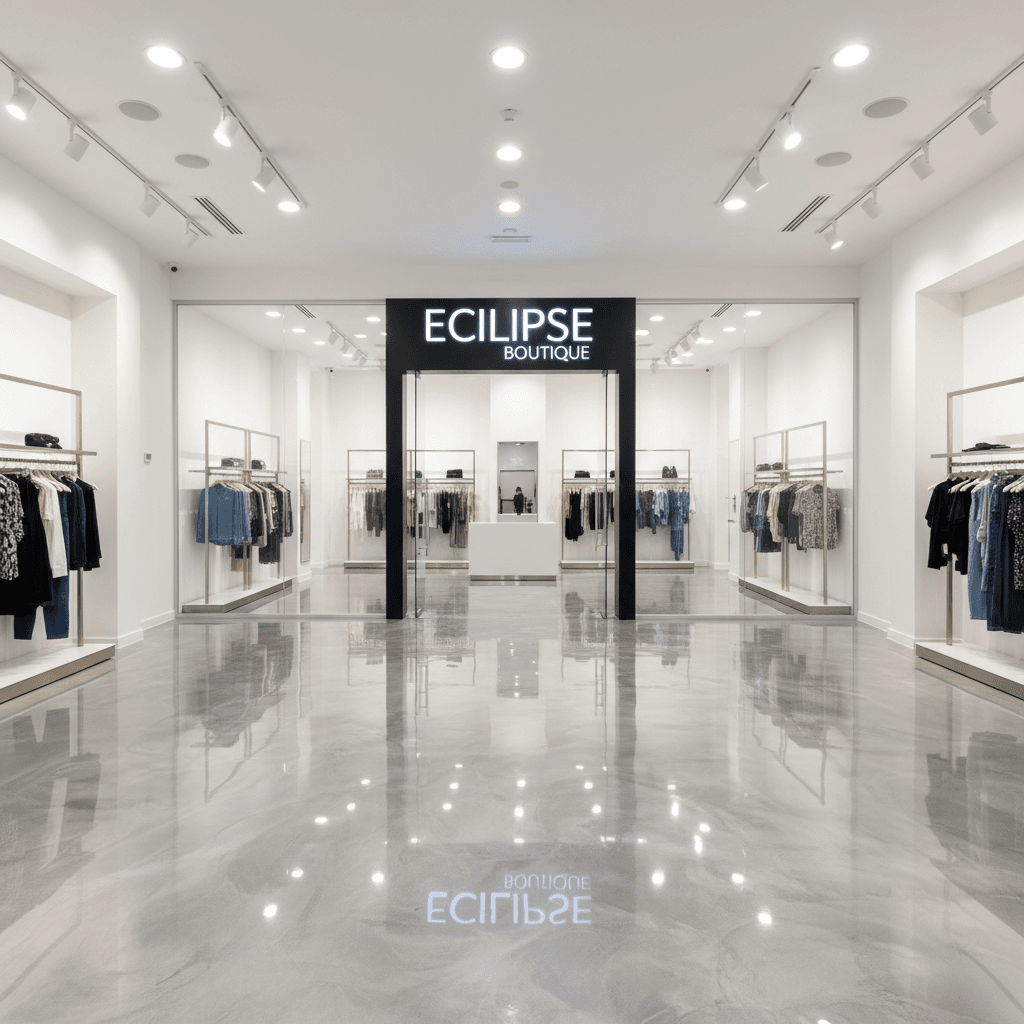Commercial retail space with epoxy flooring
