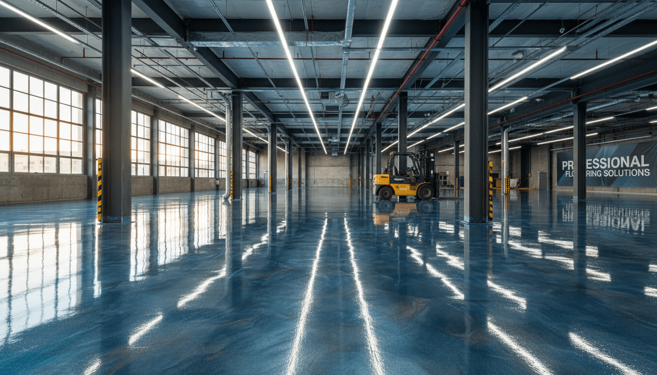 Concrete flooring in commercial warehouse