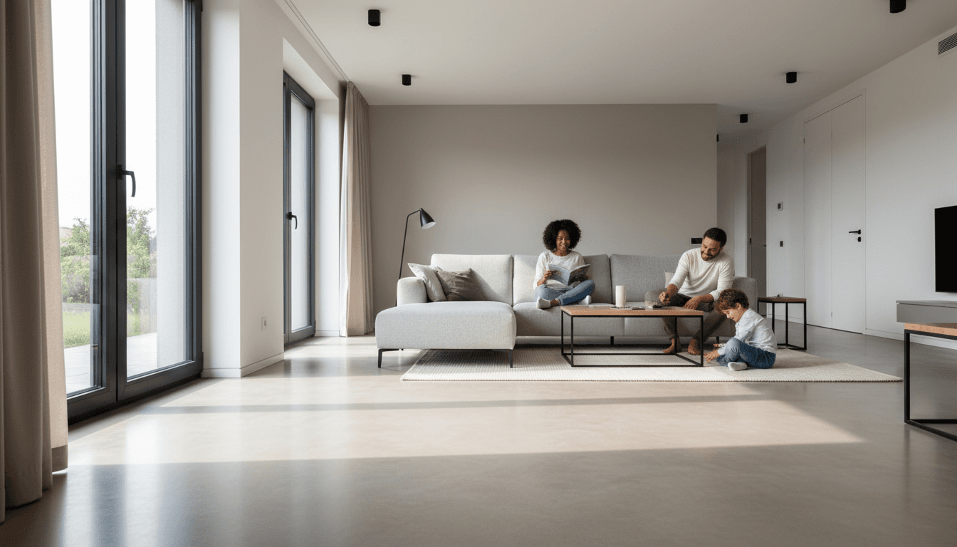 Polished concrete flooring in commercial office