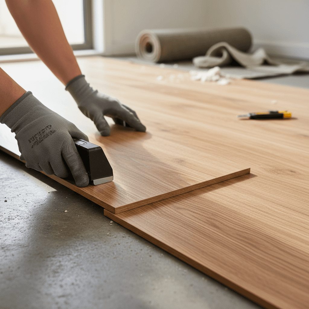 Professional flooring installation showing quality craftsmanship in a modern home