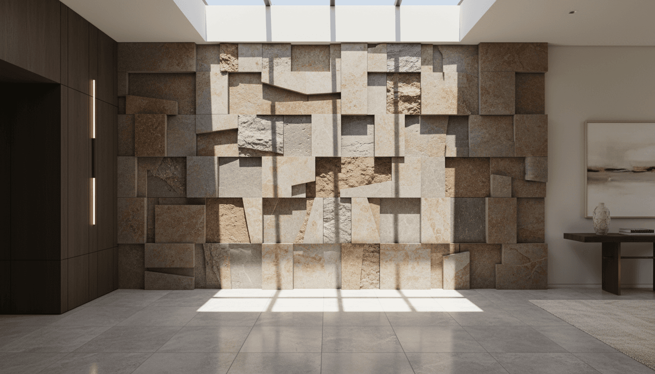 Stone tile flooring in residential entryway