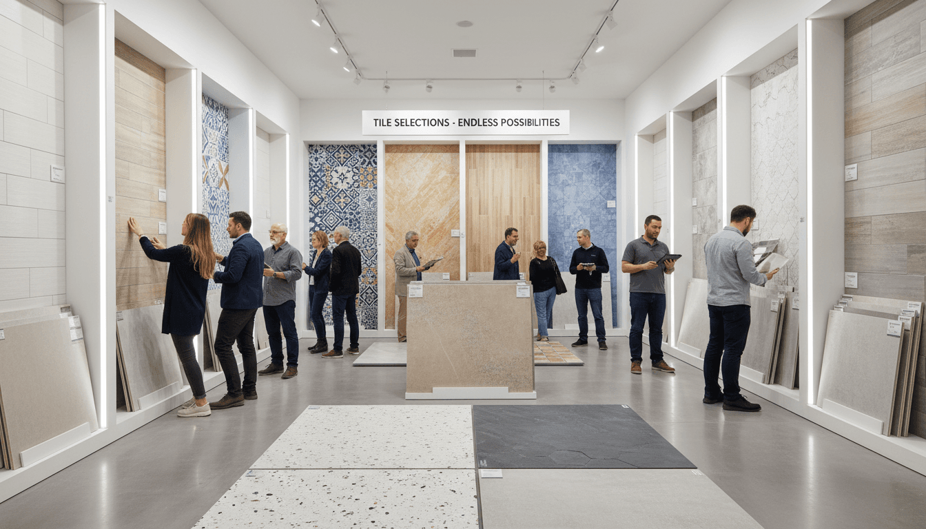 Ceramic tile flooring in commercial retail space