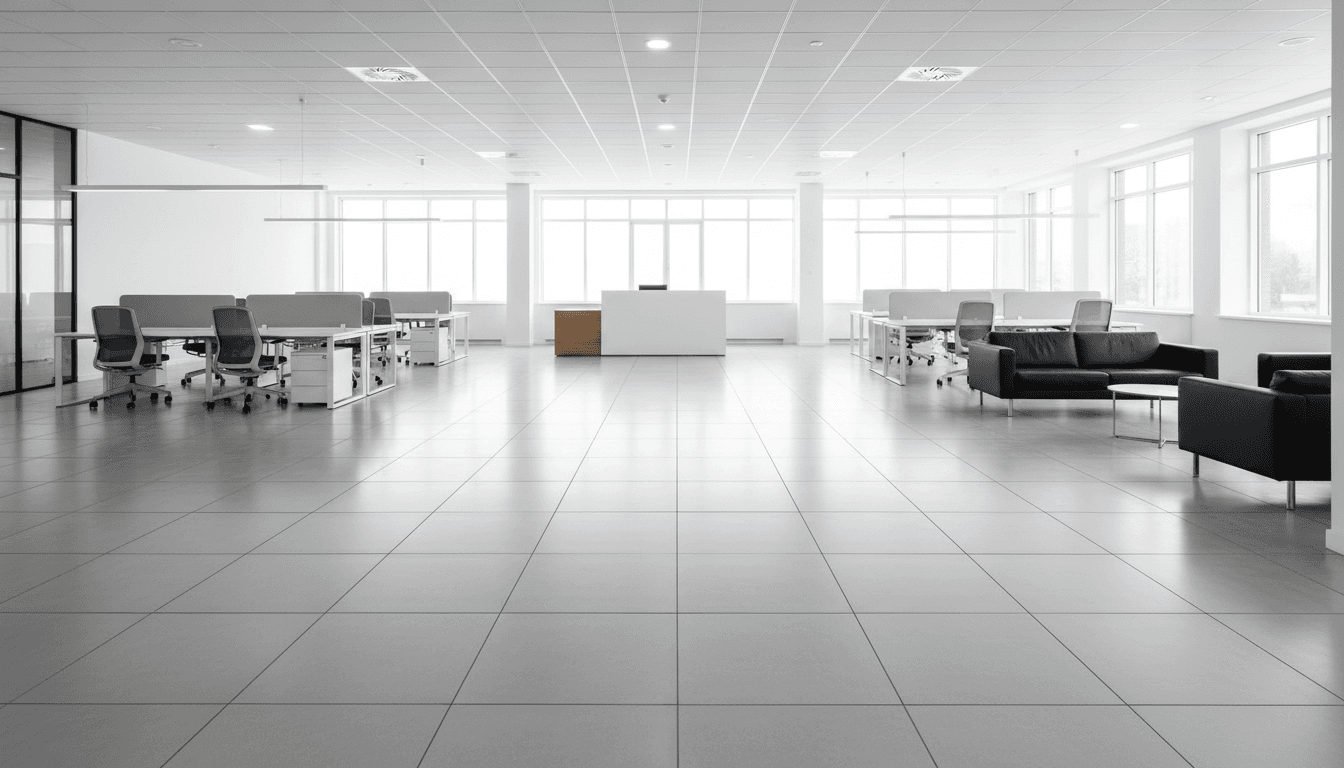 Commercial flooring installation in professional office environment
