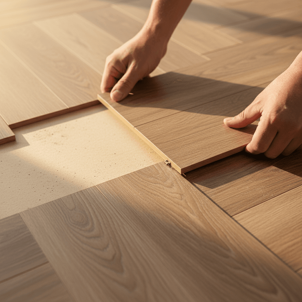 Laminate flooring installation in bedroom